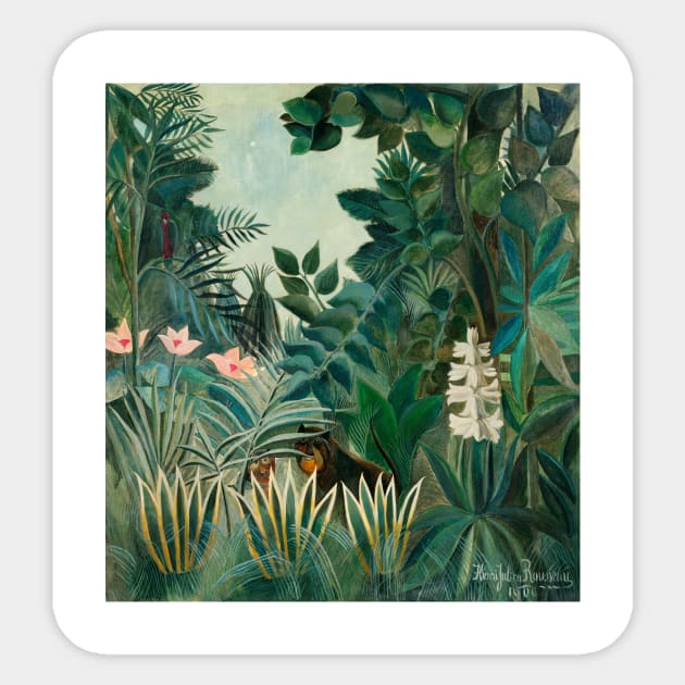 Henri Rousseau The Equatorial Jungle Sticker by SybaDesign